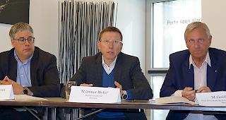 Vertreter von Fenaco und Provins am Donnerstag vor den Medien. Fenaco ist der alternativlose Rettungsanker f&uuml;r Provins.