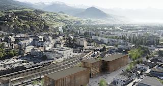 Plangrafik des Campus Energypolis von EPFL, HES-SO und The Ark an der rue de l&rsquo;Industrie in Sitten.