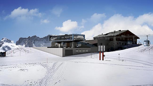 Die Zermatt Bergbahnen AG hält trotz der schwierigen Lage, an den Bauprojekten Gondelbahn Kumme (Bild: Visualisierung Bergstation)...