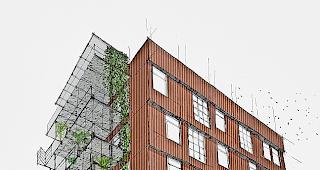 Visualisierung. Ganze 80 Prozent der Baumaterialien des Kopfbaus der Halle 118 in Winterthur mit Ateliers, Werkst&auml;tten und Denkstuben sollen aus wiederverwendeten Bauteilen bestehen.